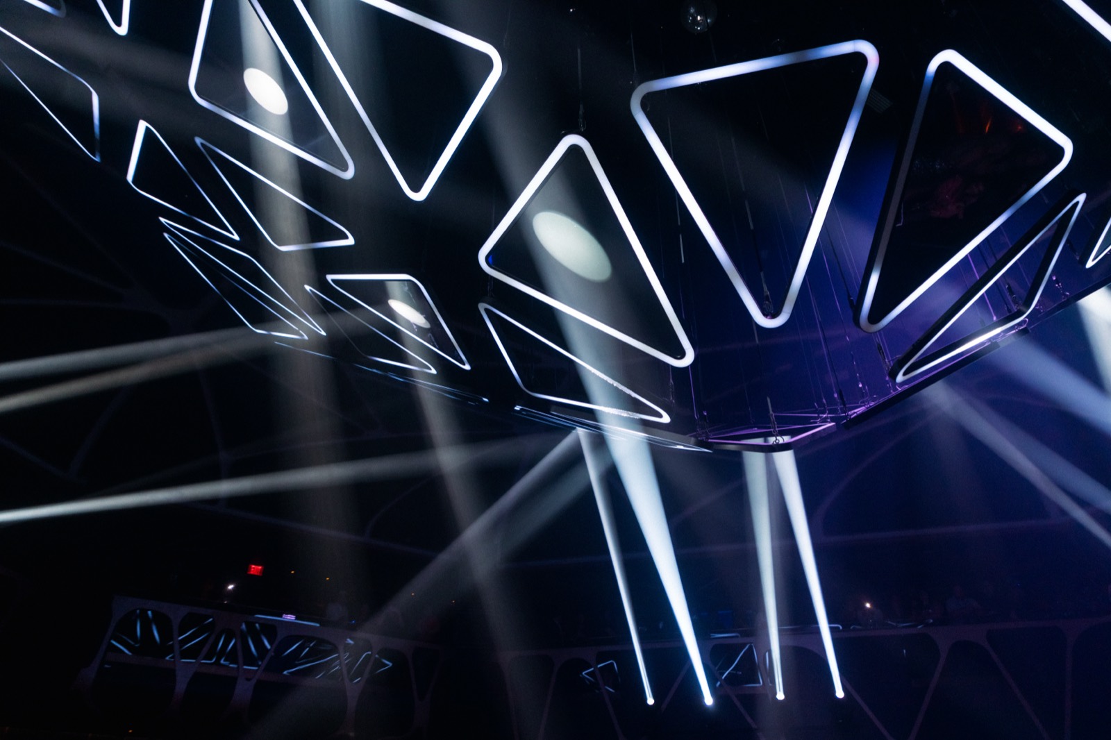 Stage lighting across a darkened room