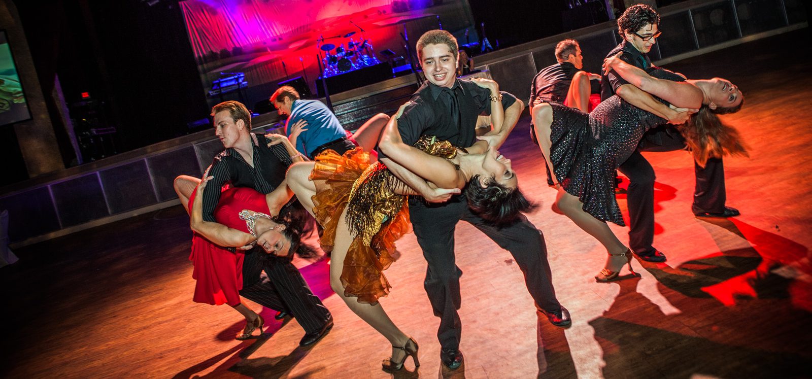 A performance troupe mid routine