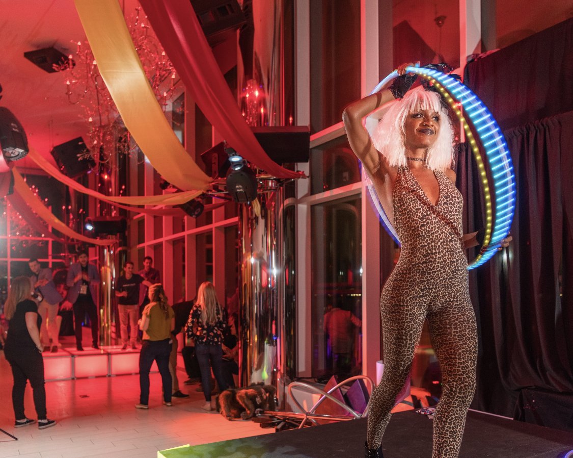 An LED hoop performer