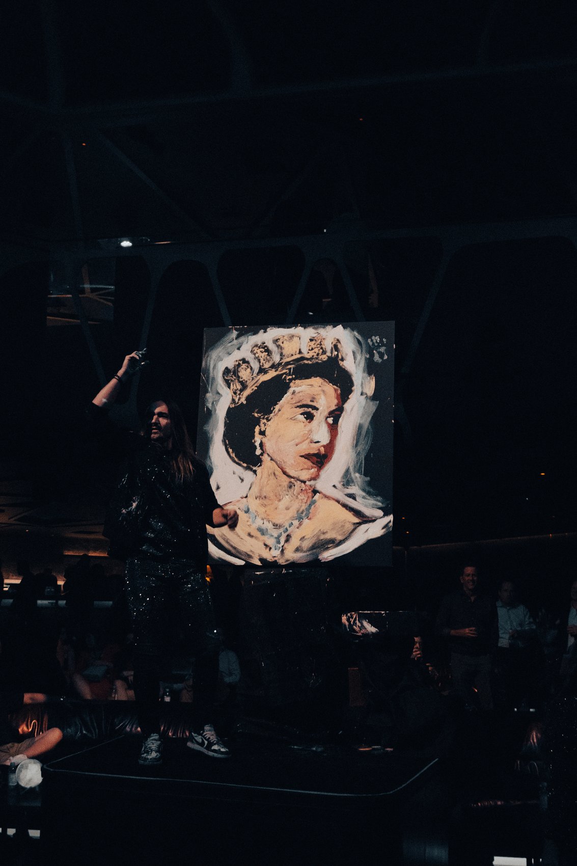 A performance painter at work